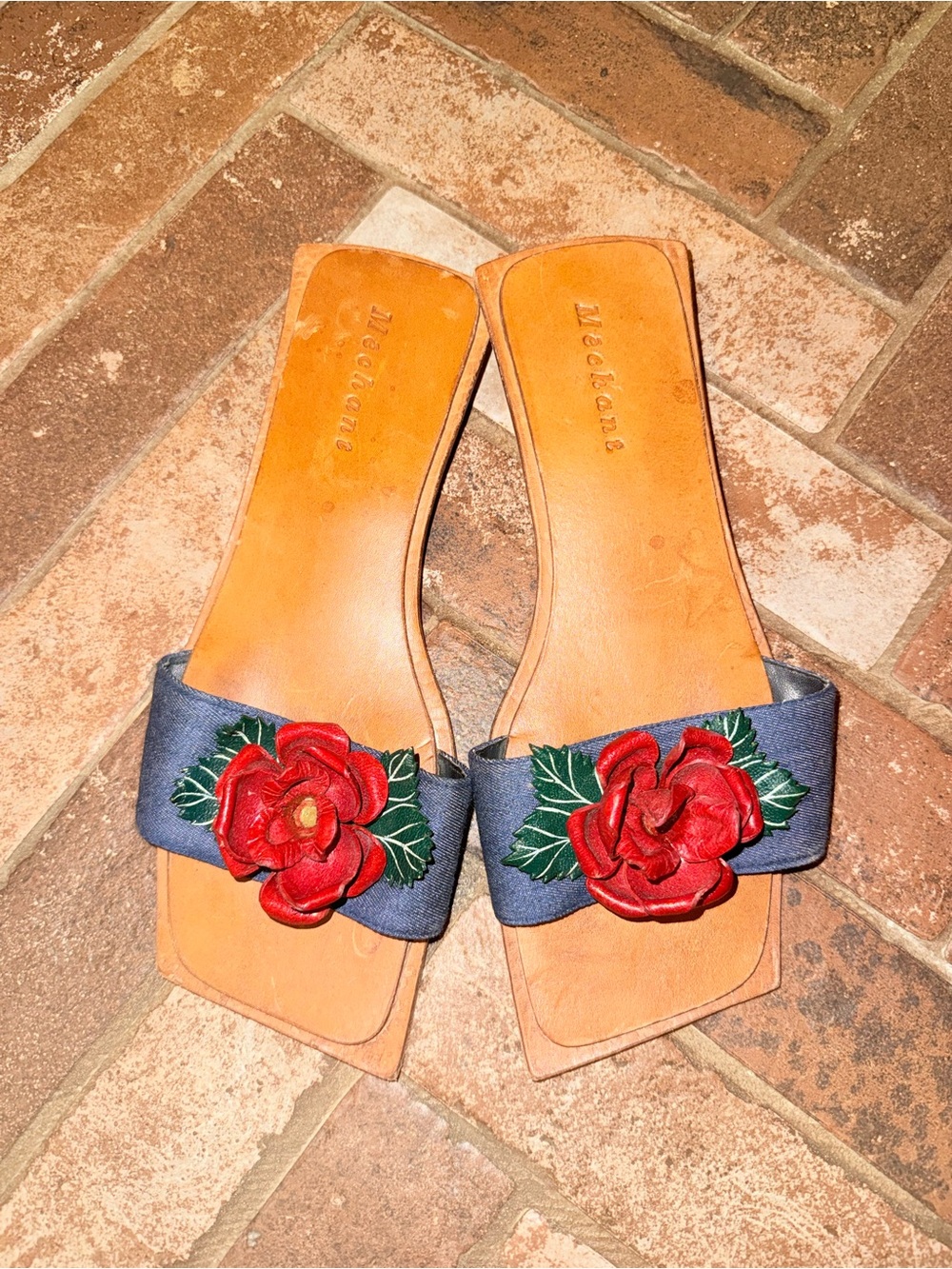 Women's Red Rose Slide Sandals in Navy